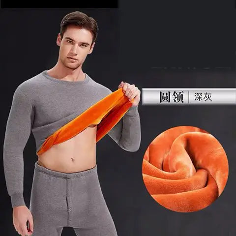 Men Woman Fleece Thicken Thermal Underwear Suit Winter O Neck Super Soft Long Sleeve Tops Leggings Long Johns Homewear Set