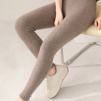 2024 new women's leggings 100% wool knitted high waisted pants, warm, soft, elastic tight pants, slim fit women's cashmere pants