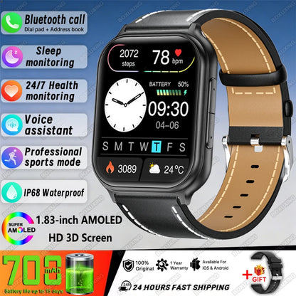 New BOXUXING Sports Smart Watch Men 700 mAh Battery Fitness Track IP68 Waterproof Heart Rate BT Call GPS Track Smartwatch Women