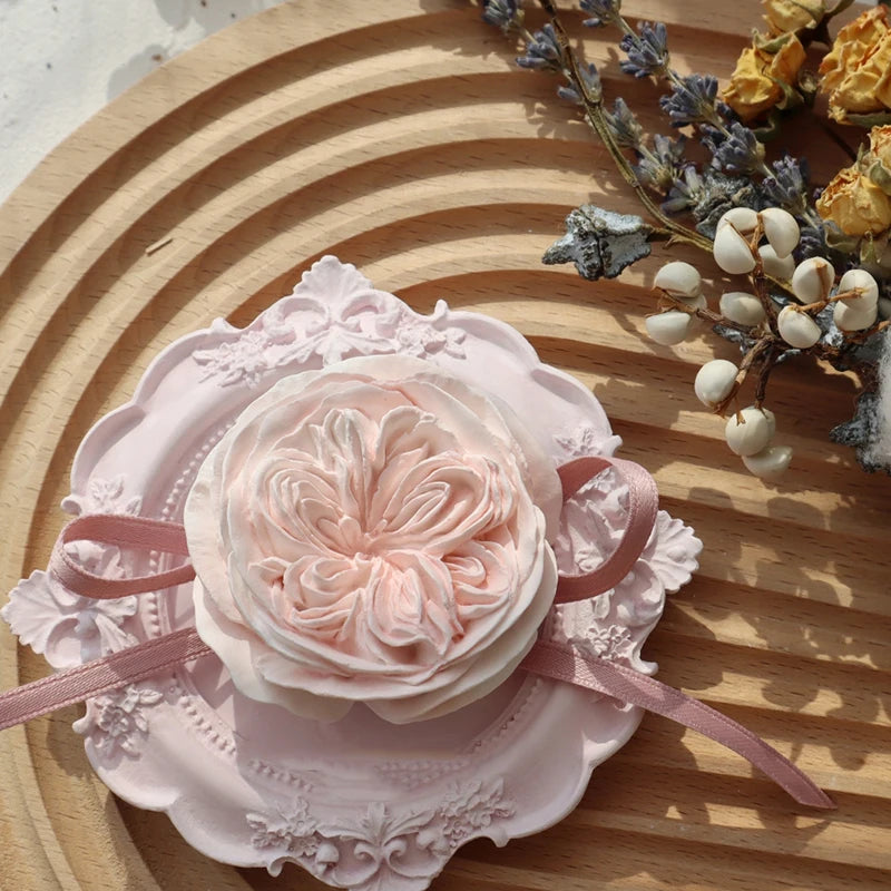 Rose Flower Aromatherapy Wax Ornament Silicone Mold DIY Gypsum Plaster Car Decoration Molds Candle Resin Mould