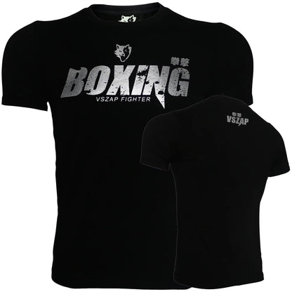 Vszap Muay Thai Comprehensive Fighting Boxing Golden Fitness T-shirt Men's Top Sports Casual Pure Cotton Stretch MMA Fight