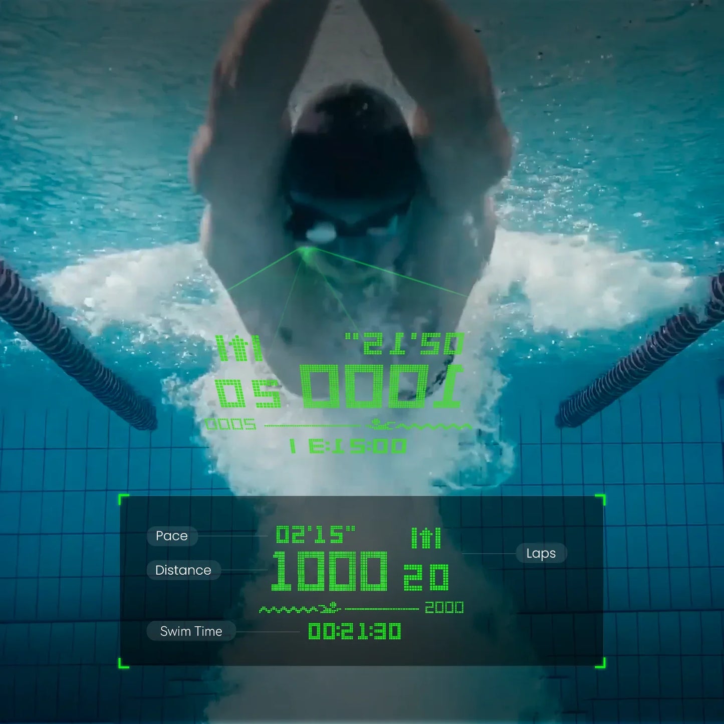 Holoswim 2 Pro AR Smart Glasses Goggles OLED Swimming Goggles Real-time Metrics Fitness Tracker Swimming Glasses