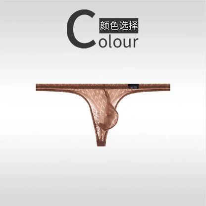Men's Underwear Ultra-Thin Ice Silk Thongs Low-Waist Sexy T-Panties Transparent Fitness Sport Underwear Summer Thin Model Briefs