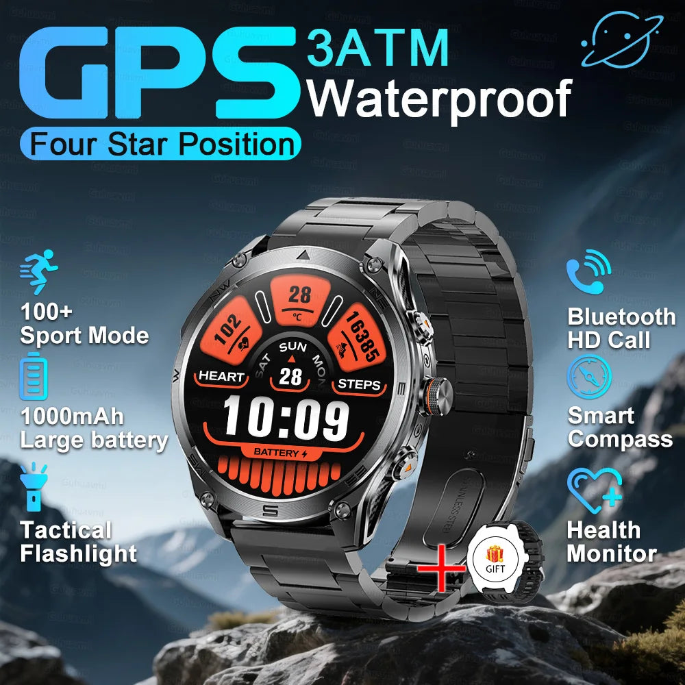 2026 New Genuine Watch Smart Watch Men AMOLED Flashlight 1000Mah Battery 10ATM Waterproof Fitness Track Call Smartwatches