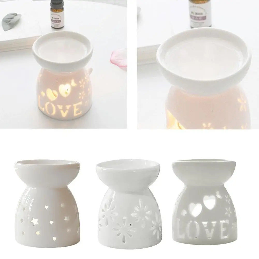 White Ceramic Incense Burner Candle Essential Oil Aromatherapy Diffuser Hollow Heating Stove Middle East Home Decor Ornament