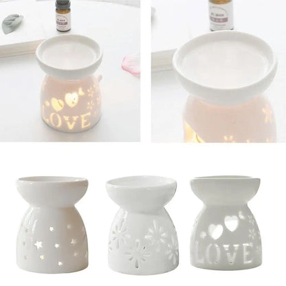 White Ceramic Incense Burner Candle Essential Oil Aromatherapy Diffuser Hollow Heating Stove Middle East Home Decor Ornament