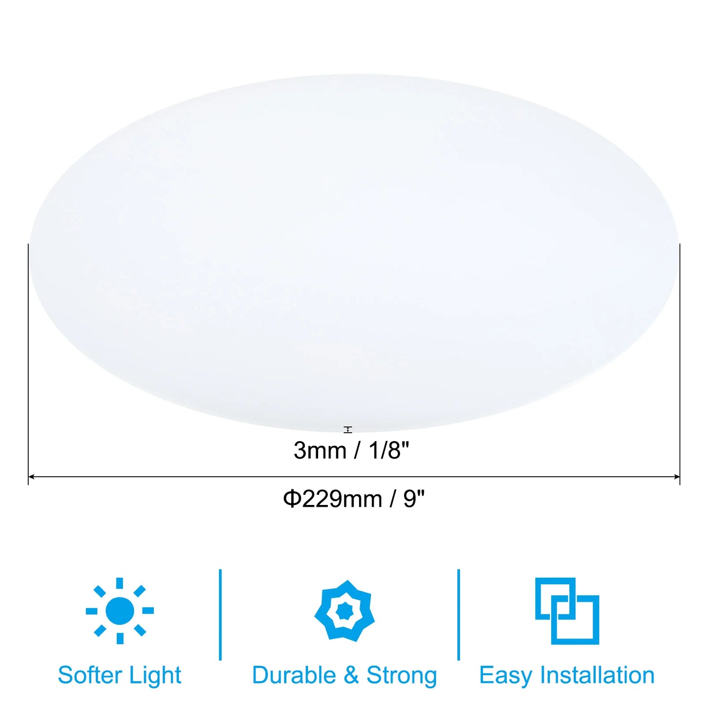 Lampshade Diffuser 190-406mm Dia. Round Frosted Milky White Acrylic Diffuser for Drum Lampshades Pendants Light DIY Light Shield