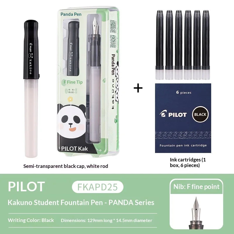 Pilot Japan Kakuno Fountain Pen Limited Cute Panda Nib Cap Smiley Face Pens Gift for Students Journaling Ins Healing Aesthetic