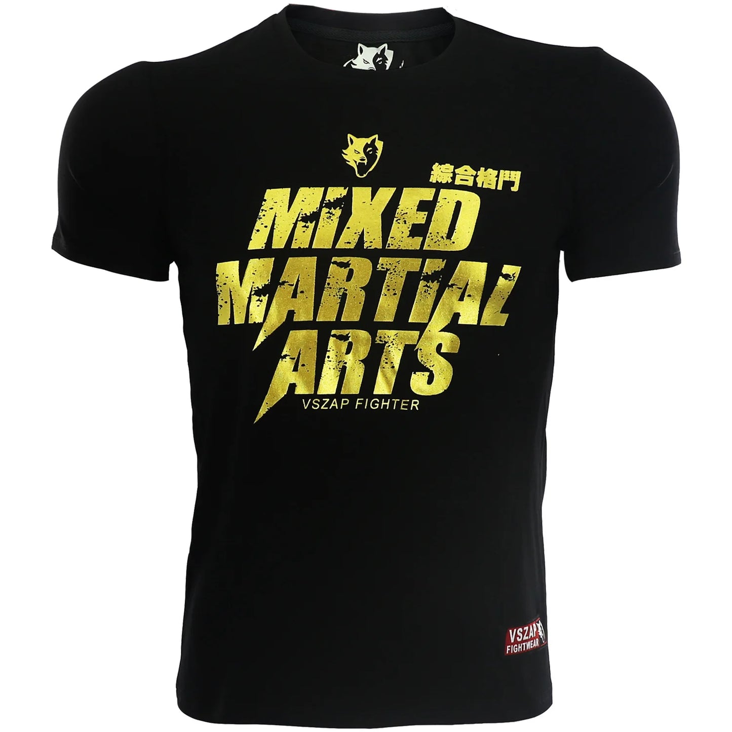 Vszap Muay Thai Comprehensive Fighting Boxing Golden Fitness T-shirt Men's Top Sports Casual Pure Cotton Stretch MMA Fight