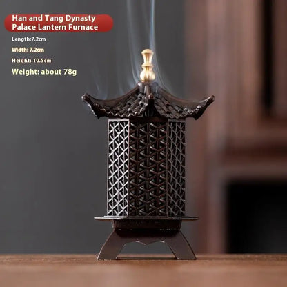 Antique Incense Burner Buddhist Hollow Incenses Holder With Cover Chinese Ancient Mini Censer Ornaments Home Office Decoration