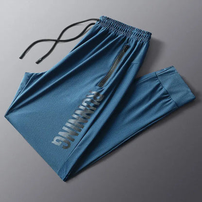 High-grade Summer Ice Silk Pants Men's Thin Section Quick-drying Breathable Sports Pants Summer Leggings Casual Trousers