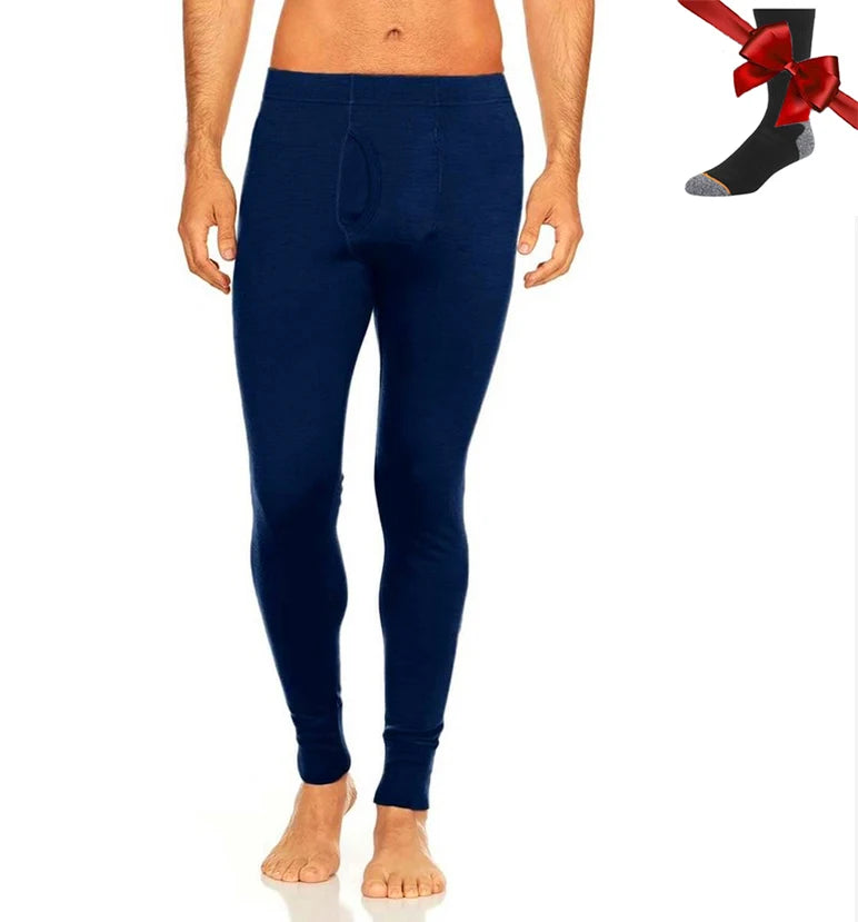 100% Merino Wool Men Base Layer Bottom Pants Merino Wool Thermal Underwear Pants Leggings Long Johns Warm Baselayer Bottom+Socks
