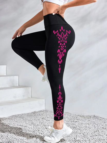 Women's Yoga Pants High-Waisted Printed Workout Tights, Moisture-Wicking Running Leggings for Fitnes