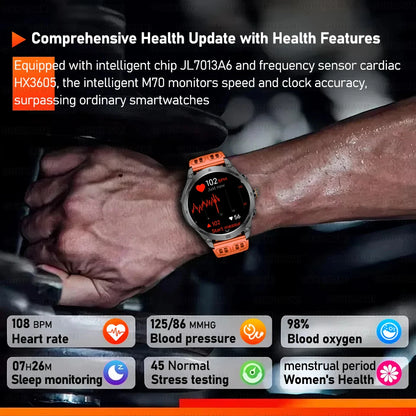 1.75-inch Built-in GPS Professional Outdoor SmartWatch New 50 Meter Waterproof dive Flashlight Bluetooth Call Smart Watches men