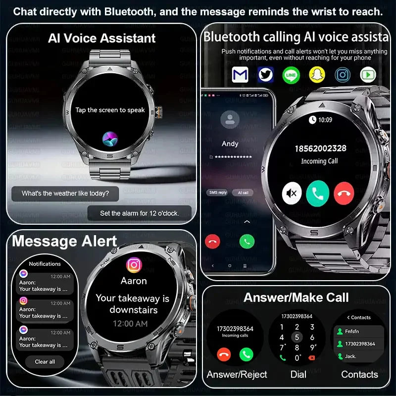 2026 New Genuine Watch Smart Watch Men AMOLED Flashlight 1000Mah Battery 10ATM Waterproof Fitness Track Call Smartwatches