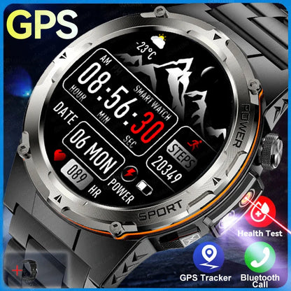2024 New Military Smartwatch IP68 Waterproof outdoor Sports Fitness tracker health monitor BT call 365nm UV+ infrared