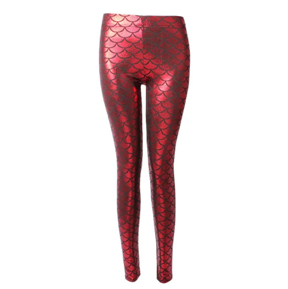 Woman Mermaid Fish Scale Leggings Slim Skinny Leggings Multicolor Printing Spring Summer Running Gym Stretchy Pants Trousers