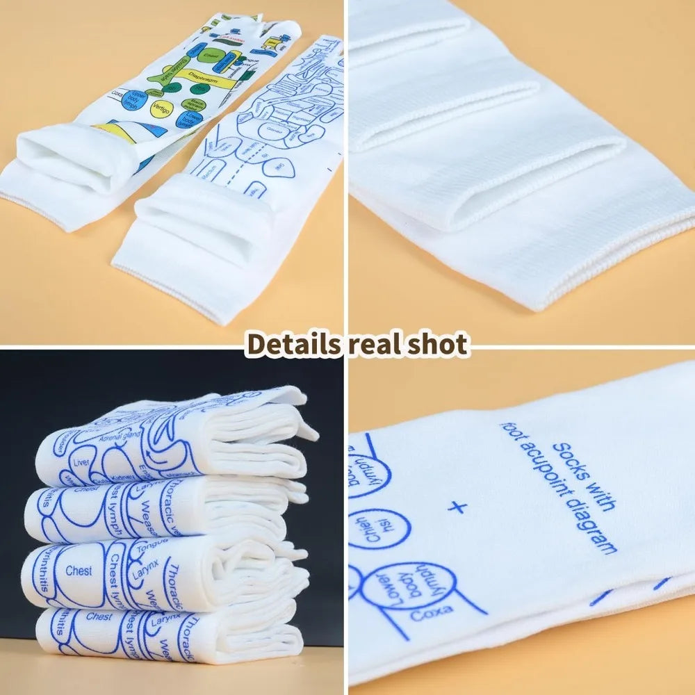 2Pairs Reflexology Socks Set Tools Acupressure Acupuncture Trigger Point Foot Pain Relief Remedy Acupoint Massage Foot Care Tool