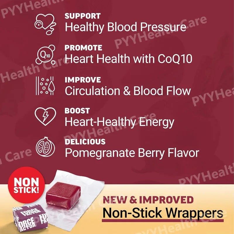 Beetroot Gummies with CoQ10, B Vitamins Grape Seed Extract Plant-Based Soft Chews Daily Energy Supplement