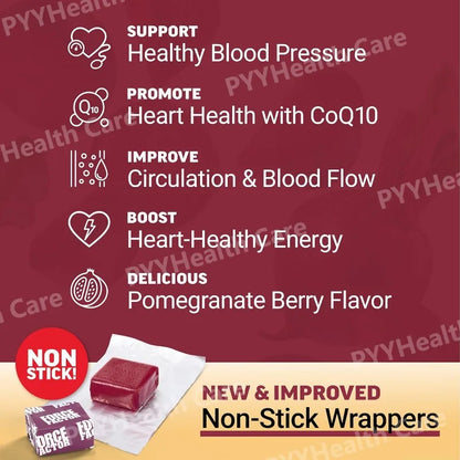 Beetroot Gummies with CoQ10, B Vitamins Grape Seed Extract Plant-Based Soft Chews Daily Energy Supplement
