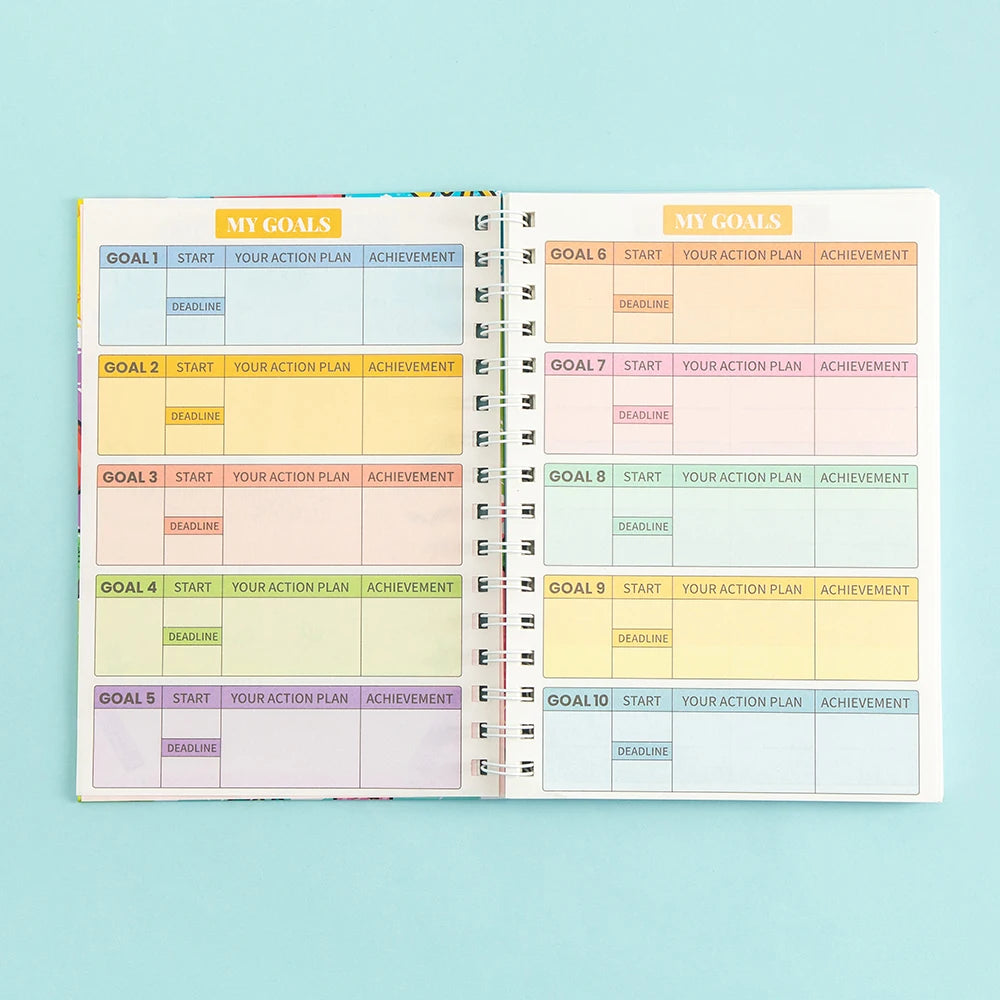 72Sheets A5 Spiral Weight Loss Planner With Stickers Undated Fitness Tracker For Daily Weekly Workout Diet Log Goal Setting