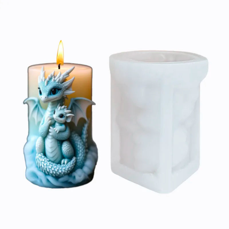 [Creative Handcrafts] Warm and Cozy Double Dragon Hug Candle Mold Parent-Child Theme Gift Decoration Making Aromatherapy Silicone Tool Easy to Demold and Reusable