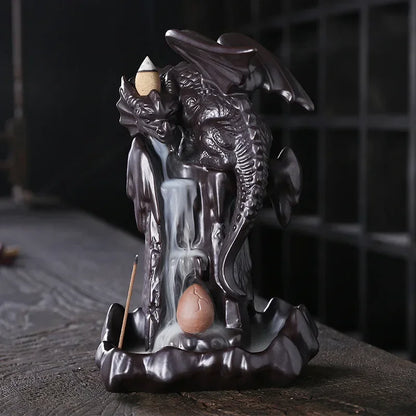 Purple Sand Ceramic Dragon Incense Waterfall Castles Smoke Fountain Backflow Creative Decoration Fragrance Home Dragons Statue