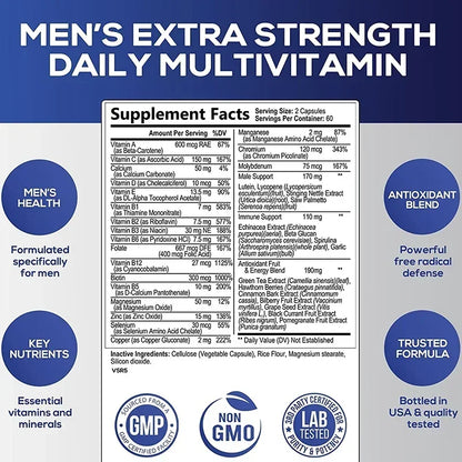 Men's Multivitamin Supplement - Supports Immune Health, Boosts Energy Production, and Improves Vitality and Endurance