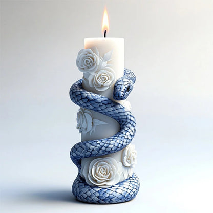 Flower Snake Pillar Candle Molds Silicone Mold DIY Cylindrical Aromatherapy Candle Plaster Animal Mold Form Halloween Decor
