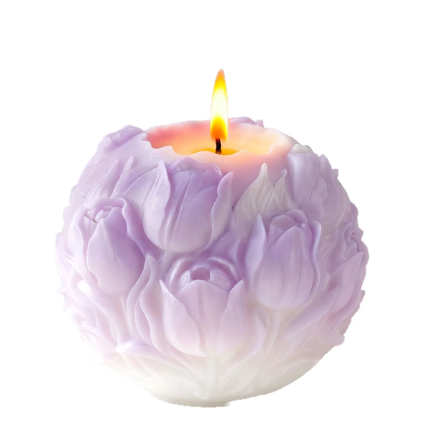 Tulip Flower Ball Candle Mold Floral Sphere Silicone Mold DIY Aromatherapy Wax Plaster Diffuser Stone Home Decor