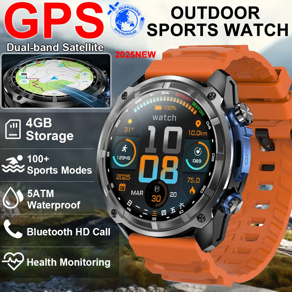 New Offline Map Built-in GPS Smart Watches Sports 5ATM 30M Waterproof 4GB Memory Bluetooth Call Swim Smart Bracelet For Man 2025