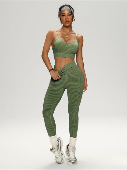 New Women's Seamless Tracksuit Fashion Cropped Tops+Pants 2 Piece Set Running Fitness Sports Gym Outfit Female Tight Yoga Sets