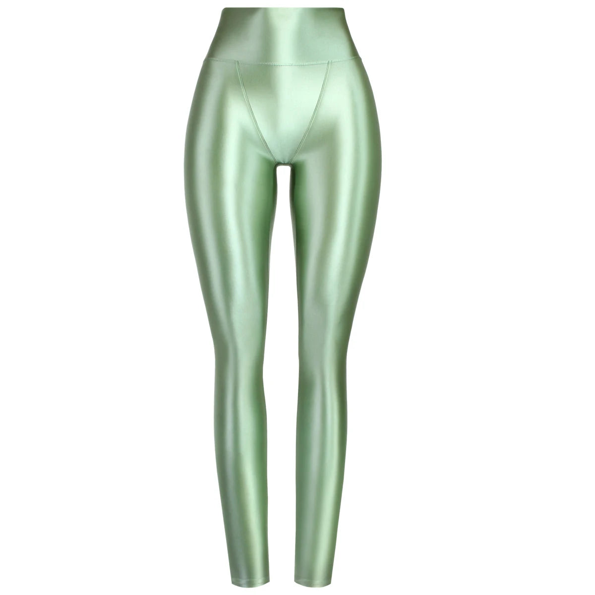 MJINM Sexy Glitter Soft Smooth High Waist Double-layered Small V-crotch Ankle-length Pants Yoga Fitness Gymnastic Tight Leggings
