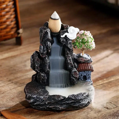 Backflow Incense Burner Mountain River Waterfall Aroma Smoke Zen Censer Holder Home Decor Fun Gift