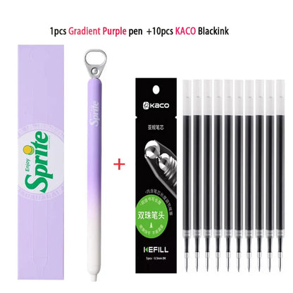 New KACO x Sprite Limited Edition Gel Pen,Dual Ball Pen Quick Drying Stylo 0.5mm Click Smooth Writing For School&Journaling