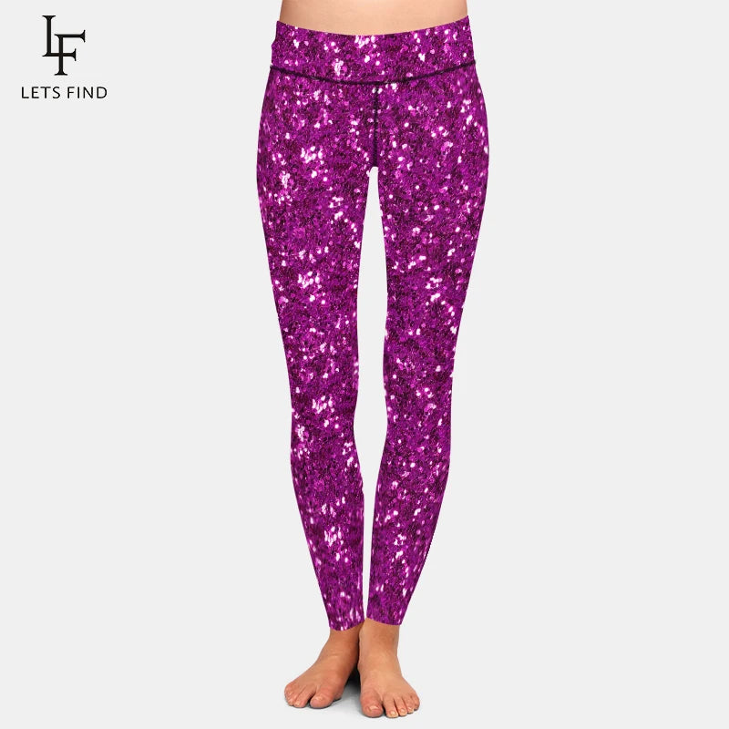 LETSFIND New Arrival Women Leggings High Waist Sexy Women Pants 3D Red Glitter Texture Print Fitness Slim Girls Stretch Leggings