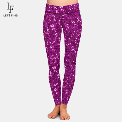 LETSFIND New Arrival Women Leggings High Waist Sexy Women Pants 3D Red Glitter Texture Print Fitness Slim Girls Stretch Leggings