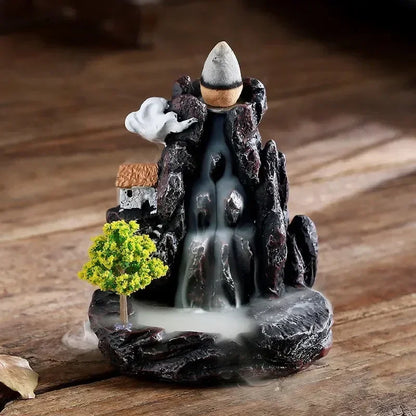 Backflow Incense Burner Mountain River Waterfall Aroma Smoke Zen Censer Holder Home Decor Fun Gift