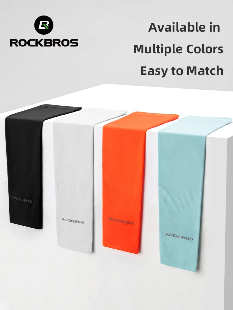 ROCKBROS Arm Sleeves Ice Silk Sports Cycling Arm Sleeves Cover Sun UV Protection Breathable Outdoor Running Fitness Equipment