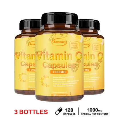 Vitamin C Capsules 1000mg - Immune System and Collagen Booster, Skin Health, Antioxidant Supplements