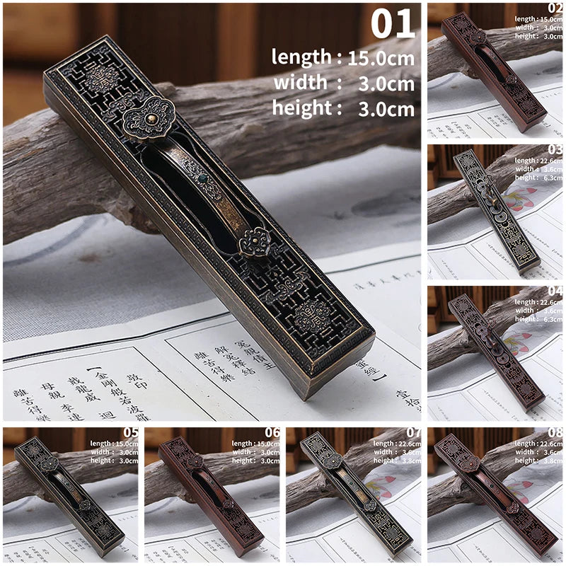 Creative Retro Black Wooden Incense Holder Home Office Incense Burner Carving Censer Box Traditional Chinese Type Wood Handmade