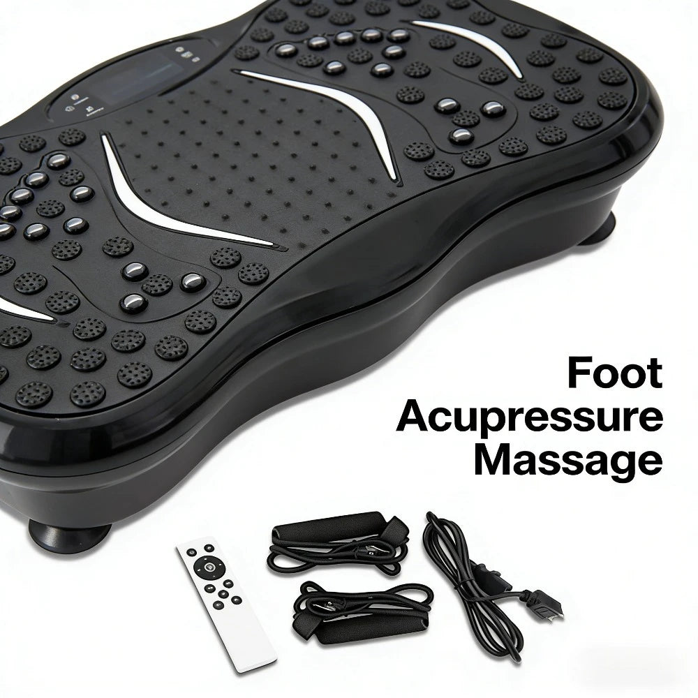 Full Body Vibration Plate Machine, Home Exercise Equipment with Remote & Resistance Bands, Weight Loss & Lymphatic Drainage