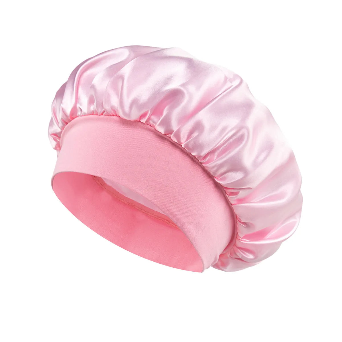 1/2/5PCS Women's Satin Solid Wide-brimmed Sleeping Hat Unisex Head Wrap Elastic Band Cap Hair Care Bonnet Night Hat Bonnet Nuit