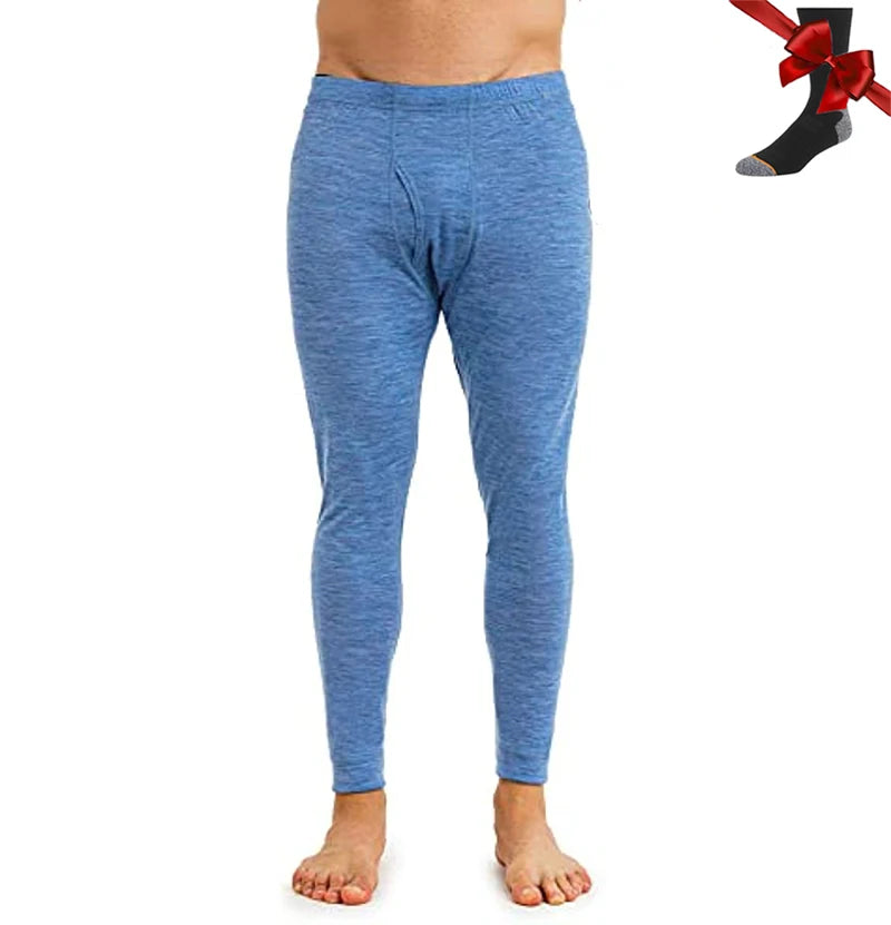 100% Merino Wool Men Base Layer Bottom Pants Merino Wool Thermal Underwear Pants Leggings Long Johns Warm Baselayer Bottom+Socks