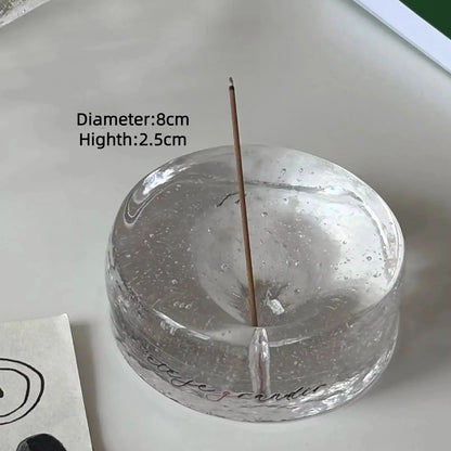 Handmade Air Bubble Glass Flat Line Fragrance Inserted Holder Aromatherapy Ornaments, Incense Sticks Tray Decorative Accessories