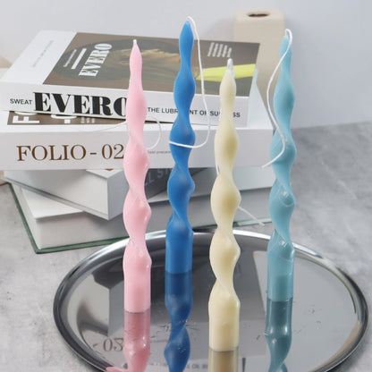 Rotary Twisted Acrylic Candle Mold Split Type Easy Demoulding Rod Wave Gypsum Aromatherapy Plastic Mould Home Ornament DIY Gifts
