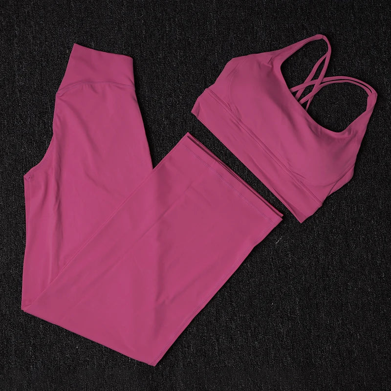 TRY TO BN Women's Tracksuit Gym Set Leggings Sports Bra Fitness Naked Sportwear Breathable Workout Two Pieces Suit Yoga Clothing