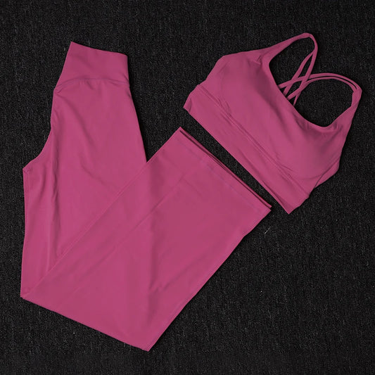 TRY TO BN Women's Tracksuit Gym Set Leggings Sports Bra Fitness Naked Sportwear Breathable Workout Two Pieces Suit Yoga Clothing