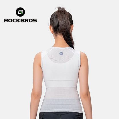 ROCKBROS Female Cycling Vest Lightweight Breathable Mesh Fitness Top Slim Fit Summer Cycling Jersey Vest Women Sports Clothing