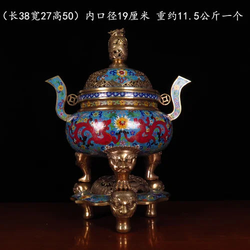 Incense burner household indoor living room copper body filigree enamel color pure copper incense burner accessories